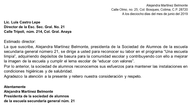 Carta Dirigida A Una Institución - iCartas.org