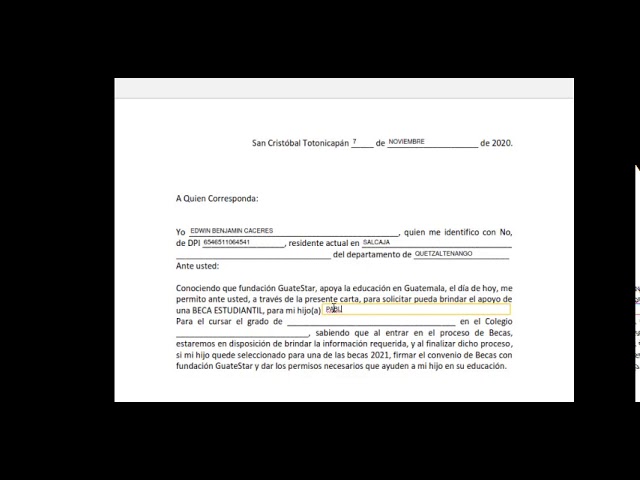 Carta Para Solicitar Una Beca - iCartas.org